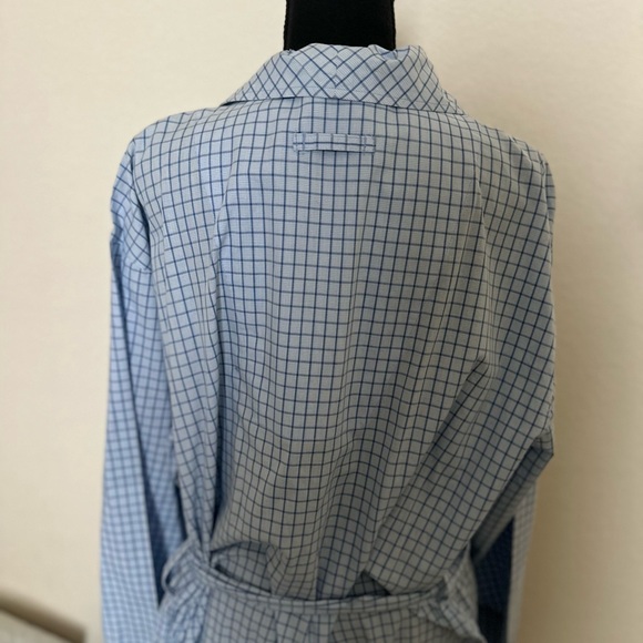 Nautica Vintage Light Blue Plaid Pockets Cotton robe, Large checkered. NWT - Picture 5 of 12